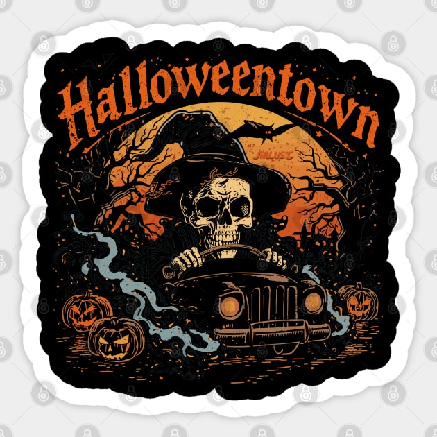 Halloweentown Ghostly Taxi in Halloweentown Sticker by JessArty